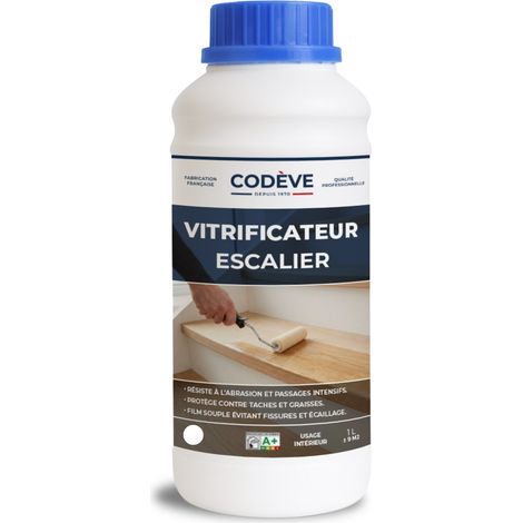 Codève Bois – Vitrificateur escalier 1 L – Protection bois dur et résistant aux UV – Application rapide sans odeurs – Pour chêne, sapin, hêtre, frêne