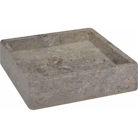 Vasque à poser Lavabo à poser pour salle de bain - Gris 40x40x10 cm Marbre BV955793 - BonneVie (1/5)