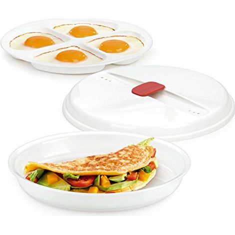Tescoma 705030 Purity Microwave Cuoci Uova al Tegamino, Plastica, Bianco, con rivestimento antiaderente, Diametro 21.5 cm, Altezza 4 cm (1/4)