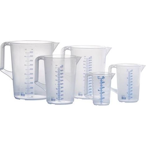 Hünersdorff Messkanne 500 ml, PP, 2 Skalen geschlossener Griff, transparent