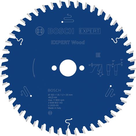 Bosch EXPERT Wood Circular Saw Blade 160 x 1.8/1.2 x 20 mm T48 2608902143 (1/5)