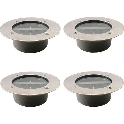 Lumière Solaire Extérieur, 4 Pack 3 LED Spot Lampe Solaire Jardin, Etanche IP65, Pelouse Lumière Decorative Pour Chemin Terrace Jardin Allée (Rond, Blanc Froid) (1/5)