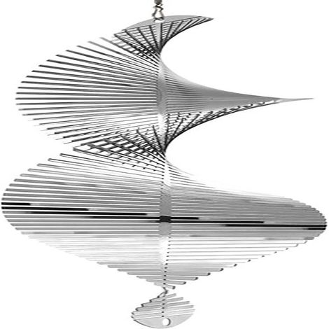 Spiralförmiger ovaler Windspinner, 3D-Helix-Windspiel aus Edelstahl, drehbare Windskulptur, Baumanhänger, Sonnenfänger für drinnen und draußen, Terrasse, Rasen, Garten, Dekoration (1/5)
