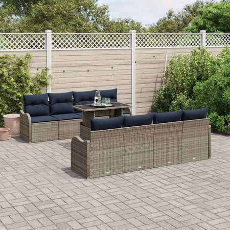 vidaXL Set Divano da Giardino 7 pz Grigio polyrattan (1/5)
