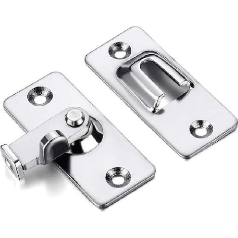 Shine Home Support de verrouillage à crochet à 90° pour porte d'atelier de Sander , en acier inoxydable, avec équerre de sécurité pour porte coulissante/poussante/de grange, finition nickel satiné.
