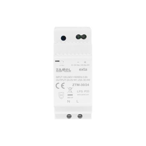 Alimentatore switching montato su guida TH-35 (DIN), 30 W, 24 V CC ZTM-30/24
