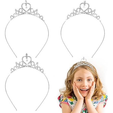 Lot de 3 diadèmes de princesse, diadèmes en strass pour filles, serre-tête en cristal, accessoires de coiffure pour mariage, (1/5)