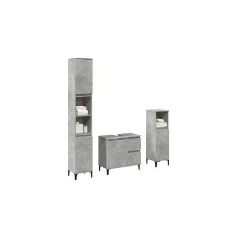 Ensemble de meubles de salle de bain 3 pcs gris béton (1/5)