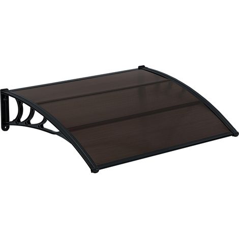 Auvent de porte d'entrée marquise d'accueil résistante aux intempéries ABS polycarbonate aluminium 150 x 100 cm noir marron