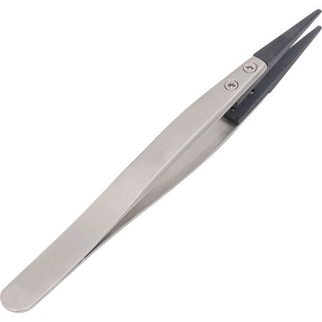 Pince brucelles électricien précision courbée plate embout interchangeable antistatique support réparation électronique (1/5)