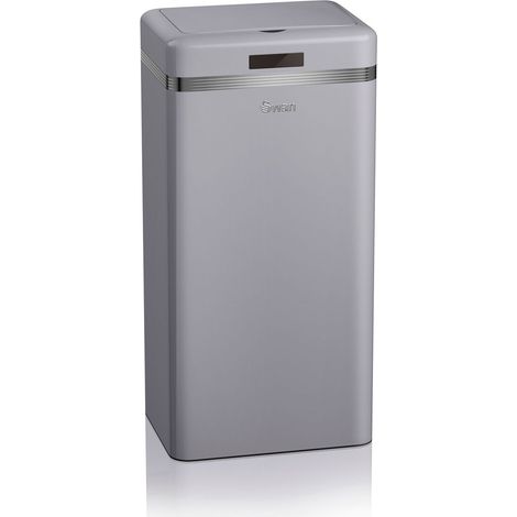 SWAN SWKA4500GRN Retro Poubelle à Ouverture Automatique avec Capteur, Métal, 45 Litres, Vintage  Gris