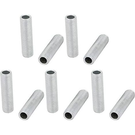 10 pezzi di barra filettata cava M10 filettatura 30 mm lunghezza ugello per lampada da superficie per riparazione lampadario lampada zincato argento