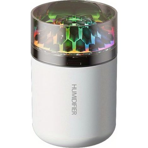 Humidificador con iluminación ambiental de 7 colores, funcionamiento silencioso, mini humidificador USB para coche con una apariencia súper lujosa. (1/5)