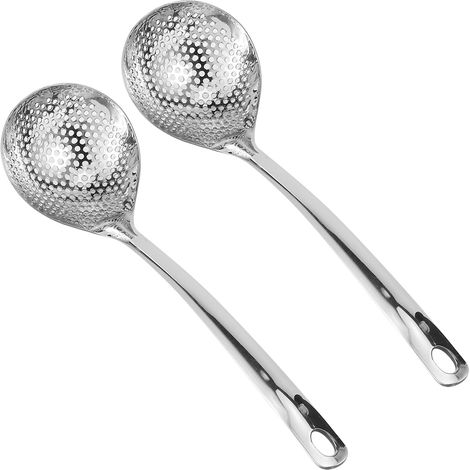Lot de 2 passoires à long manche en acier inoxydable pour marmites et casseroles, cuillères à soupe, ustensiles de cuisine portables (1/5)