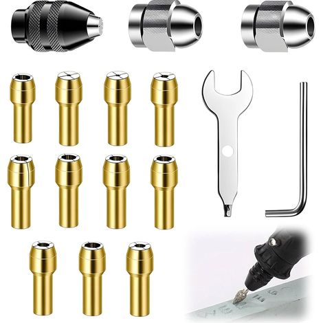 Mandrino in ottone di precisione da 16 pezzi per utensile rotante, da 0,5 mm a 3,2 mm (1/5)