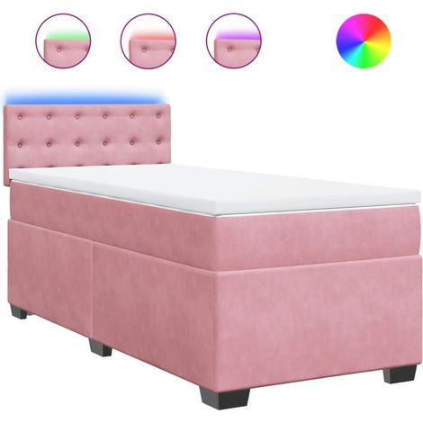 Maison Exclusive - Sommier à lattes de lit avec matelas Rose 100x200 cm Velours (1/5)