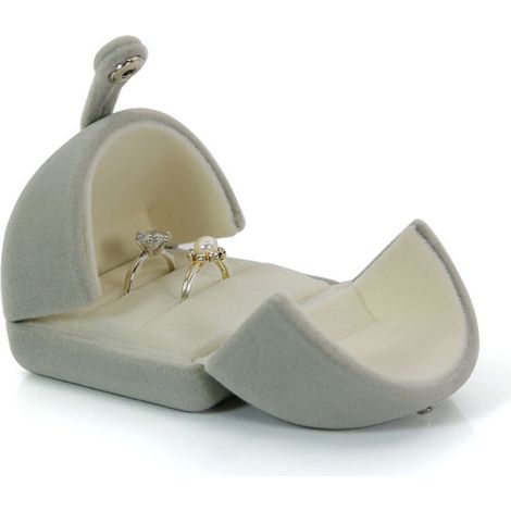Boîte à bagues en velours Double fentes Mariage Fiançailles Heirlooms Ring Bearer Box Vintage Case(boîte de bague)