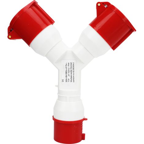 Connecteur industriel étanche IP44 en forme de Y, type prise aviation, 5 broches, 3P+N+T, 380-415 V, 32 A (1/5)