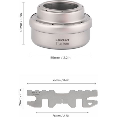 Support de poêle à alcool en titane pour l'extérieur, ensemble combiné, Mini liquide Portable ultraléger avec Support croisé (1/5)