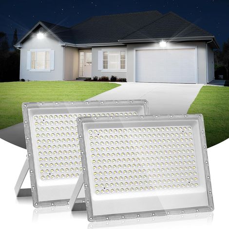 2pc Projecteur Led 200w, Projecteur 200w, éclairage de sécurité LED d'extérieur 6500K, IP66, Blanc lumière du jour, pour entrepôt, jardin, garage, terrasse et parking