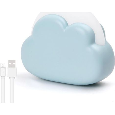 Veilleuse Enfant Rechargeable, Plastique LED Veilleuse Bébé Nomade Nuage, 4 Modes Lampe de Nuit Portable, Lampe de Chevet pour Chambre Enfant, Cadeau Naissance pour Fille Garçon (Bleu) (1/5)