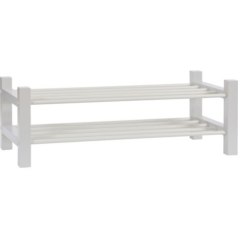 LOFT - Étagère à Chaussures Empilable 2 Niveaux - Métal et Bois - Jusqu’à 8 Paires - Rangement Chaussures Stable - Gris - Largeur 70 cm (1/5)