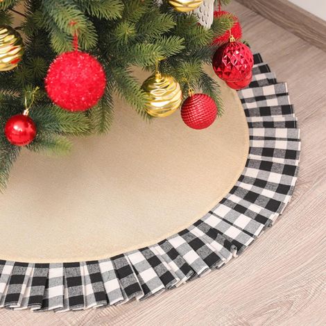 Ardoise De Sapin De Noël - Plaid Blanc Et Noir - Diamètre 48 Pouces - Pour Décoration Intérieure Ou Extérieure - 1 Pièce (1/5)