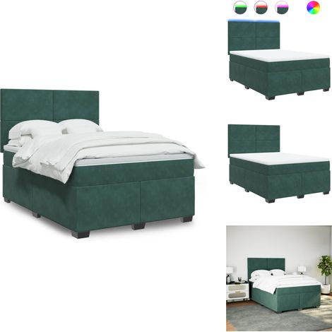 Sommier à lattes de lit et matelas Vert foncé 160x200cm Velours - Sommier À Lattes De Lit - Sommiers À Lattes De Lit - Lit - Meuble De Chambre À Coucher (1/5)