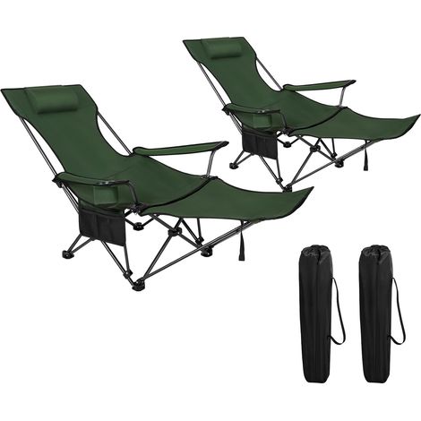 WOLTU 2x Sillas de Camping Plegables hasta 150 kg Silla de Pesca Silla Plegable con reposabrazos Verde
