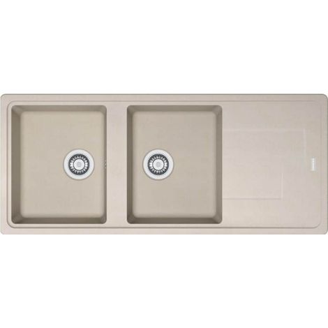 Franke – Évier 2 bacs Tectonite beige 1160 x 500 mm – Résistant aux hautes températures jusqu'à 300°C – Vidage gain de place – Garantie 5 ans
