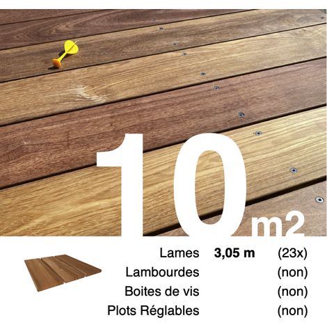 Planches de terrasse bois exotique CUMARU pour 10 m² • Longueur 3,05 m (1/4)