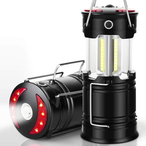 Confezione da 2 lanterne da campeggio a LED 2 in 1, alimentate tramite USB e a batteria, con base magnetica per illuminazione di emergenza durante il campeggio. (1/5)