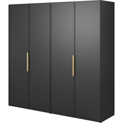 Selsey Frame - Kleiderschrank 4-türig mit 2 Kleiderstangen, 200 cm, schwarz (1/5)