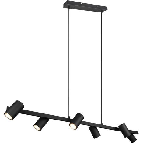 Lámpara de araña Isola 6 focos cilíndricos GU10 ajustables Marley Black Trio Lighting (1/5)