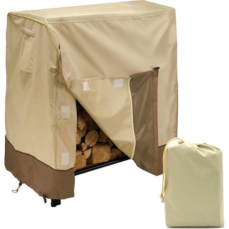 Couverture De Bois De Chauffage, Couverture de Support de Bûches, Tissu Robuste Imperméable Couvercle de Support de Bois de Chauffage pour Bûches de Bois (4ft,Marron) (1/5)
