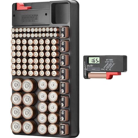 Batterietester mit Aufbewahrungskoffer – 98 Batteriefächer – Abnehmbarer Spannungsprüfer für die Werkstatt (1/5)