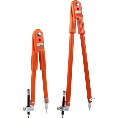 Lot de 2 compas professionnels pour travail du bois avec aile et porte-crayon 450 mm et 750 mm