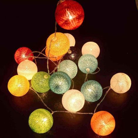 GROOFOO Guirlande Lumineuse de 1 m avec 10 Boules à LED en coloré - Fonctionne avec des Piles,idéale pour Noël ou Un Mariage Couleurs Mixtes