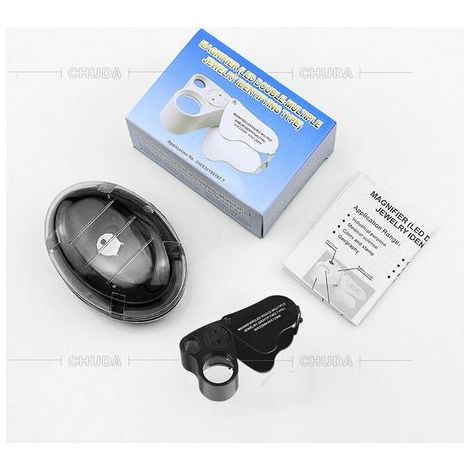 Lupa plegable iluminada de 30X y 60X para joyeros, ideal para el examen preciso de piedras preciosas, joyas, monedas y sellos. (1/2)