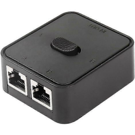 Commutateur LAN 2 ports, boîtier de sélection de répartiteur réseau RJ45 à bouton-poussoir, hub réseau 2 ports SZRH, 100 Mbit/s (2 entrées/1 sortie ou 1 entrée/2 sorties). (1/5)