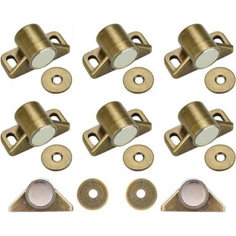 8 Pcs Loqueteau Magnétique,Bronze Loquet Magnetique en Alliage de Zinc pour Tiroirs Placard de Cuisine Armoire,Aimant Porte Placard avec 24 vis (1/5)