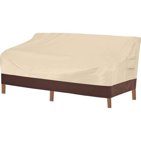 MIMOSON-Housse de canapé de terrasse robuste 100 % étanche 3 places Housse de canapé d'extérieur avec aération et poignée 60" W x 40" D x 35" H Beige Marron (1/5)