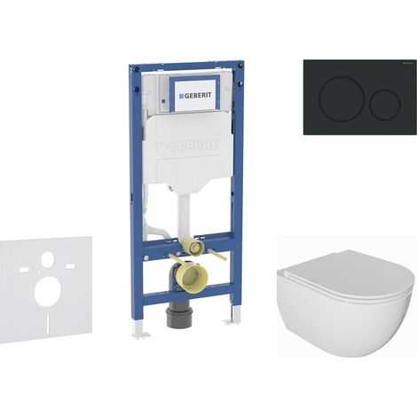 Geberit Duofix - Conjunto de instalación empotrada, inodoro Oudee y asiento softclose, pulsador Sigma20, negro mate/negro SANI11CA5128B (1/5)