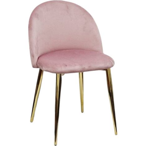Sedia Velvet in Velluto Rosa Gambe Robuste Effetto Oro