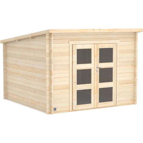 Abri de jardin en bois avec toiture mono-pente en feutre bitumé JUNO MODERN 7,4 m² (1/5)
