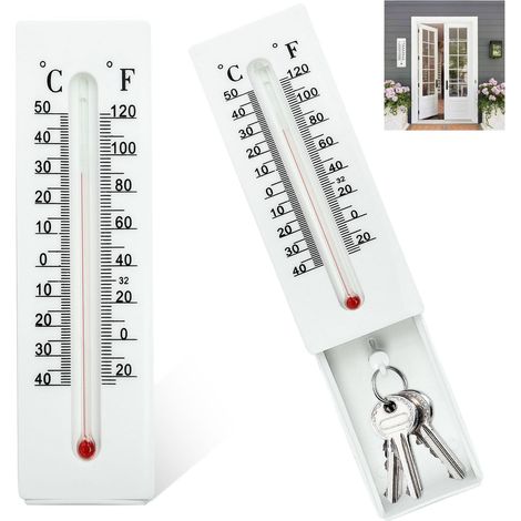 Zweiteiliger Schlüsselschrank mit Thermometer, versteckter Sicherheitsschlüsselkasten für den Außenbereich, geeignet für Einfamilienhäuser, Studentenwohnungen und Mehrfamilienhäuser (1/5)