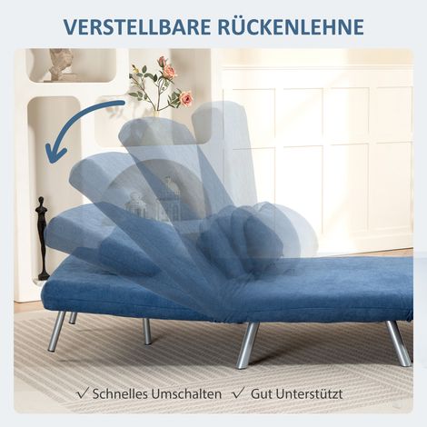 Fauteuil rembourré avec fonction lit, design 3-en-1, canapé-lit, lit d'appoint, housse en tissu, avec coussins, bleu (1/4)