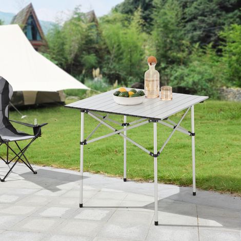 Klapptisch Castilenti Aluminium 70x70x70 cm Silberfarben [en.casa]