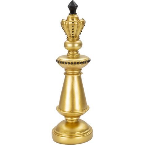 Scultura Re degli scacchi in resina oro e nero