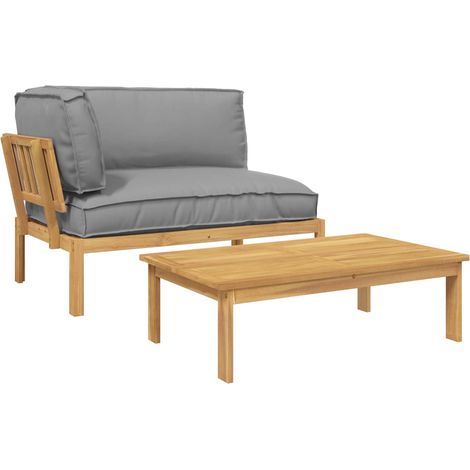 Sofa Set with Cushion Plain Manual 2 pcs Grey Solid Acacia Wood vidaXL (1/5)